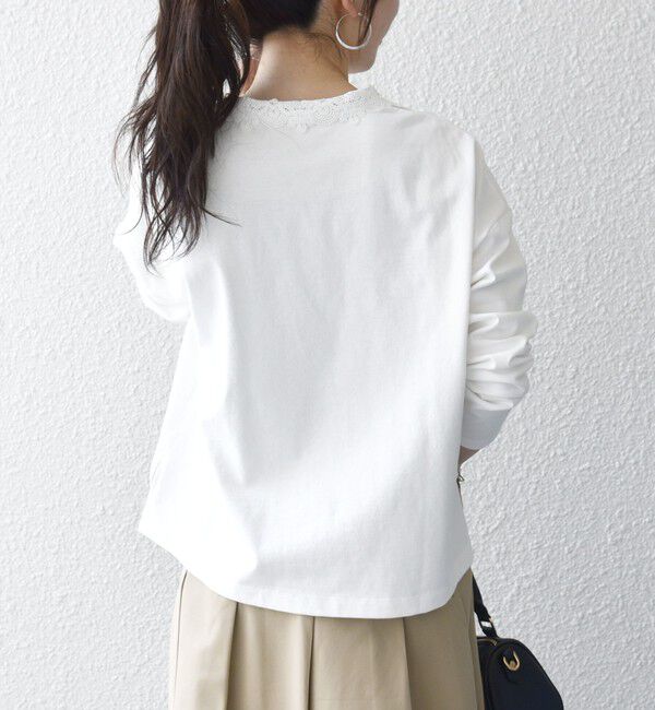 SHIPS any「《予約》SHIPS any:〈洗濯機可能〉レース カラー ロングスリーブ ポロ プルオーバー」|Tシャツ・カットソー|
