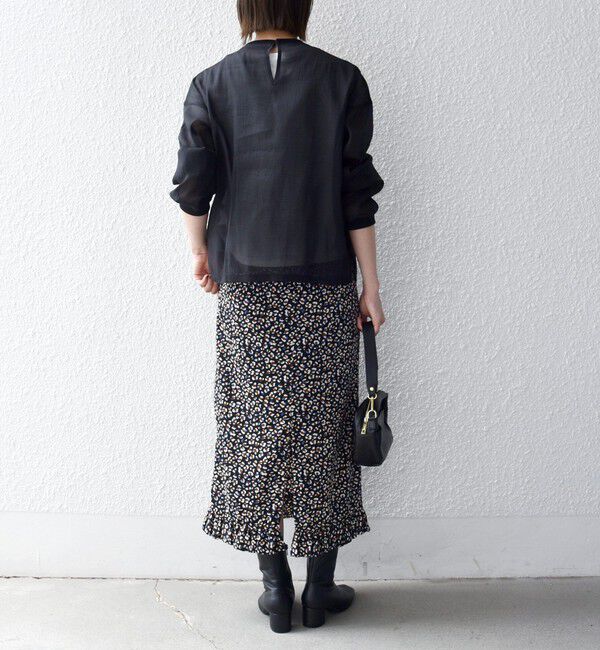 SHIPS any「《予約》SHIPS any:〈手洗い可能〉シアー ワイド トップス  &times; フレンチ ロゴ TEE」|シャツ・ブラウス|