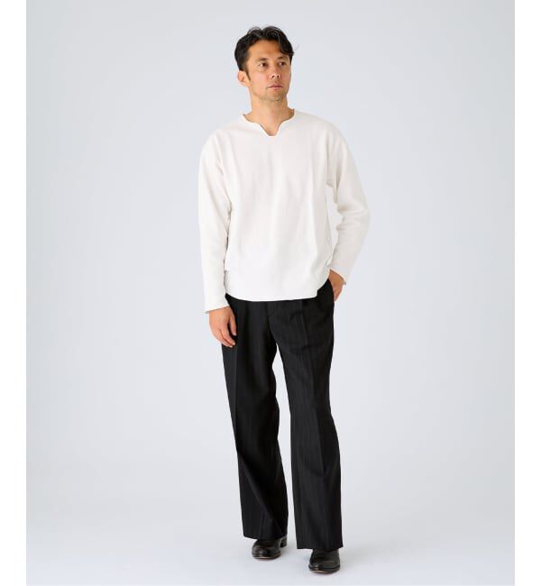 EDIFICE「《予約》スパン フライス  キーネック ロング Tシャツ」|Tシャツ・カットソー|