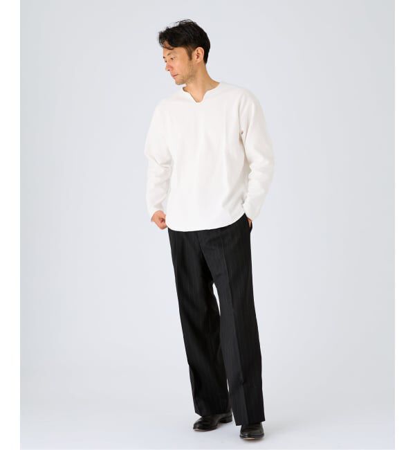 EDIFICE「《予約》スパン フライス  キーネック ロング Tシャツ」|Tシャツ・カットソー|