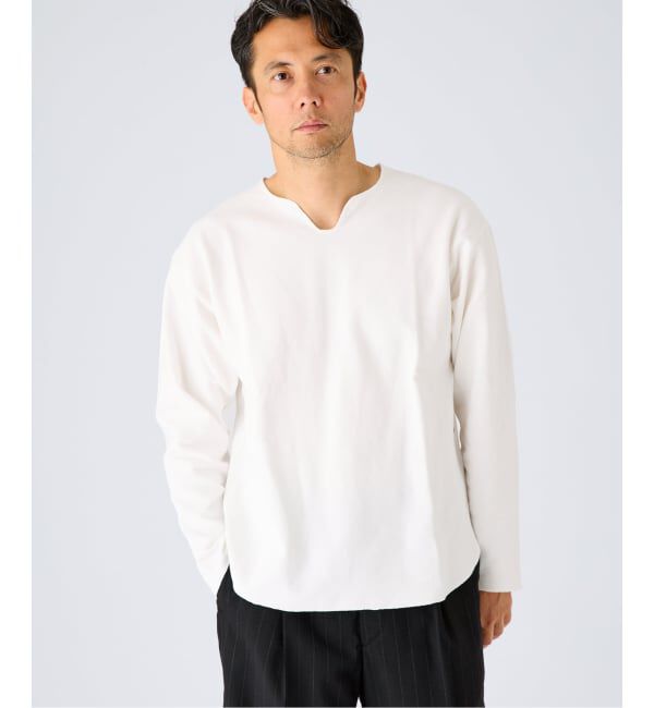 EDIFICE「《予約》スパン フライス  キーネック ロング Tシャツ」|Tシャツ・カットソー|
