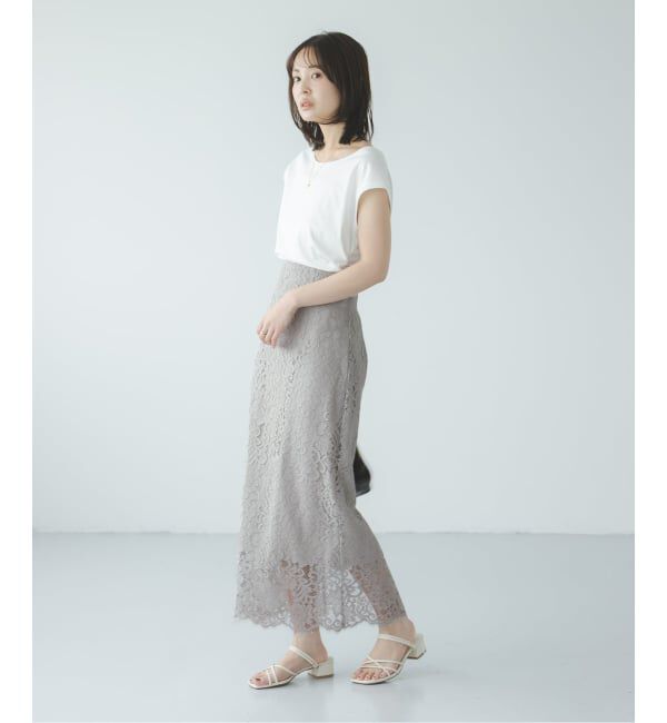 NOBLE「《WEB＆一部店舗限定・追加》リバーレースIラインスカート」|スカート|
