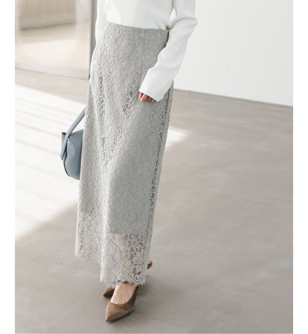 NOBLE「《WEB＆一部店舗限定・追加》リバーレースIラインスカート」|スカート|