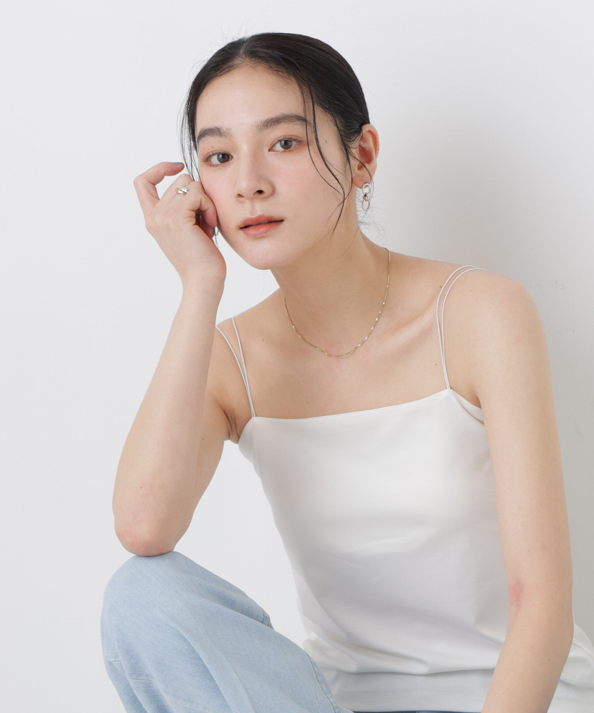 NANO universe「ストレッチポンチカップ付きベアトップキャミソール」|Tシャツ・カットソー|