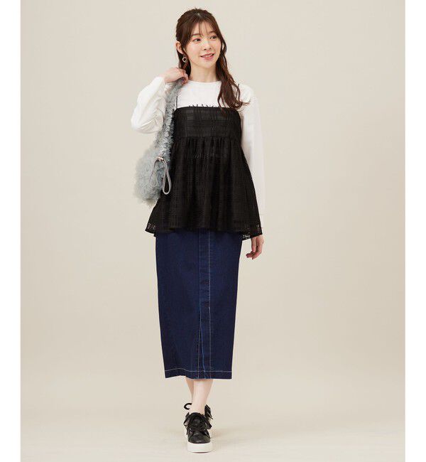 ANY SIS「【洗える】2wayストレッチジョーゼットロゴ ロンT」|Tシャツ・カットソー|
