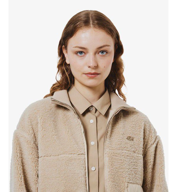 LACOSTE「リブニットスタンドカラーソフトボアジャケット / スタンドジップボアブルゾン」|ブルゾン・スタジャン|
