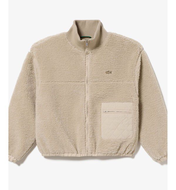 LACOSTE「リブニットスタンドカラーソフトボアジャケット / スタンドジップボアブルゾン」|ブルゾン・スタジャン|