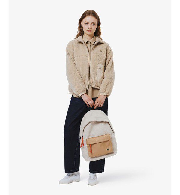 LACOSTE「リブニットスタンドカラーソフトボアジャケット / スタンドジップボアブルゾン」|ブルゾン・スタジャン|