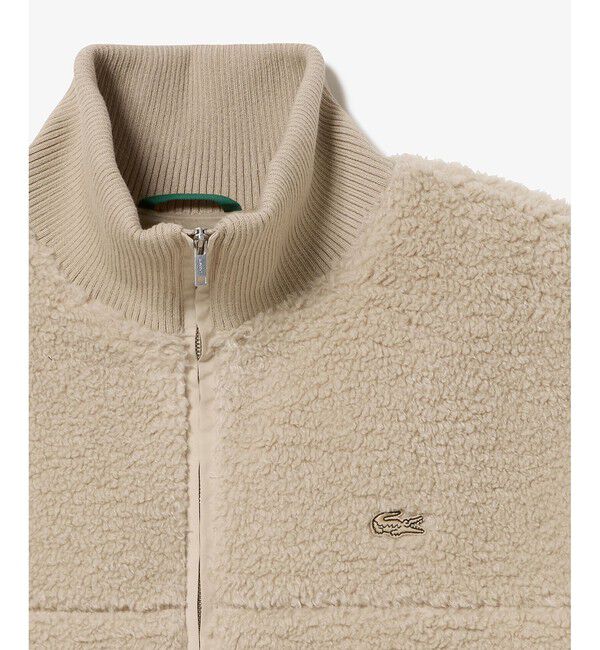 LACOSTE「リブニットスタンドカラーソフトボアジャケット / スタンドジップボアブルゾン」|ブルゾン・スタジャン|