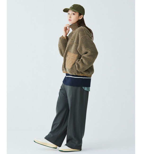 LACOSTE「リブニットスタンドカラーソフトボアジャケット / スタンドジップボアブルゾン」|ブルゾン・スタジャン|