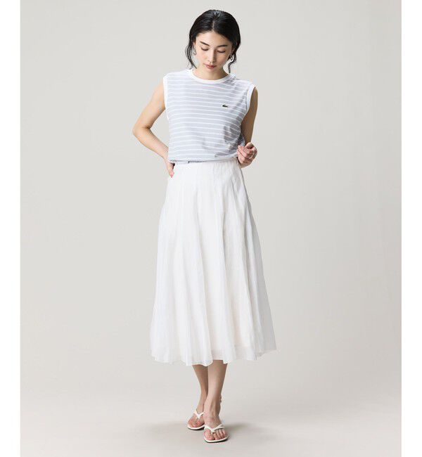 LACOSTE「ノースリーブボーダーTシャツ」|Tシャツ・カットソー|