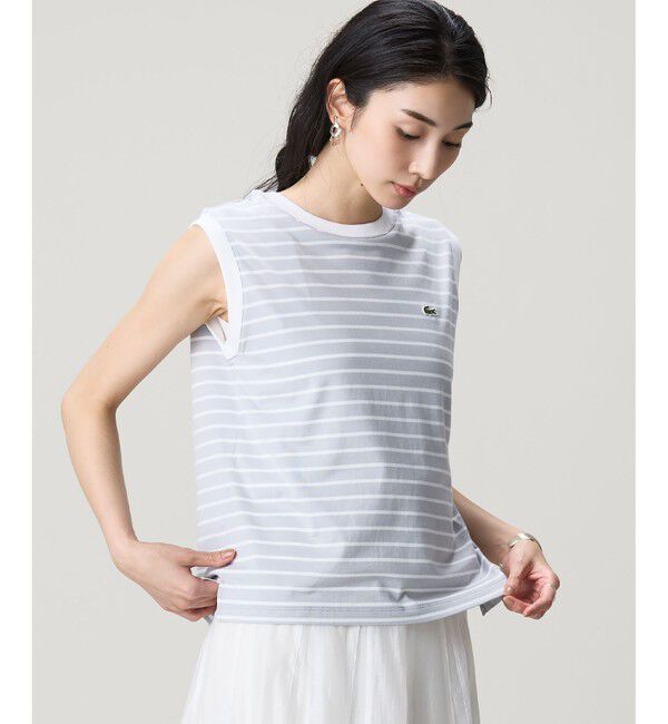 LACOSTE「ノースリーブボーダーTシャツ」|Tシャツ・カットソー|