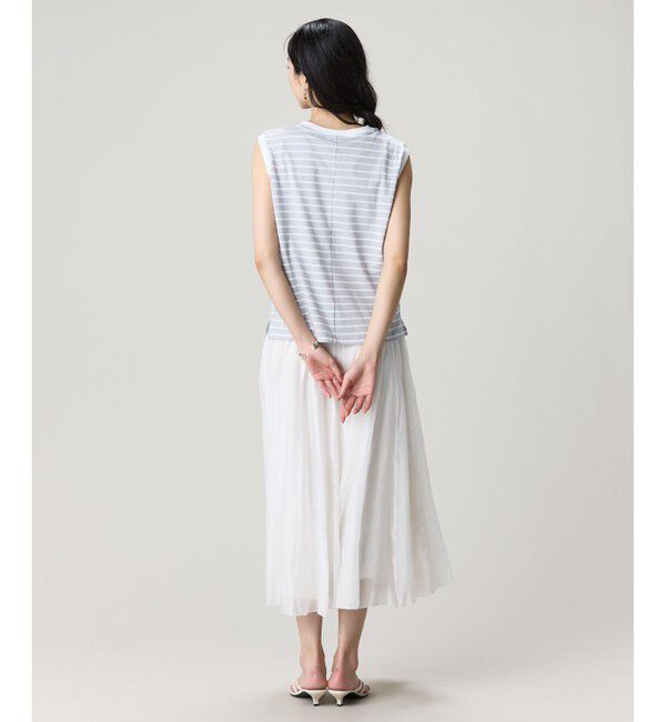 LACOSTE「ノースリーブボーダーTシャツ」|Tシャツ・カットソー|