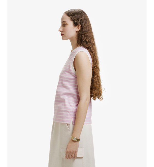 LACOSTE「ノースリーブボーダーTシャツ」|Tシャツ・カットソー|