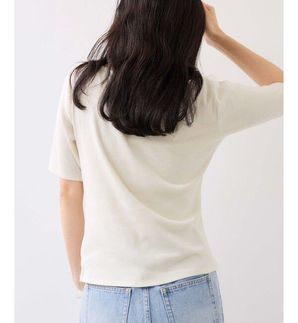 VIS「【夏トク価格】ドット＆無地テレコリブハーフスリーブドレーププルオーバー」|Tシャツ・カットソー|