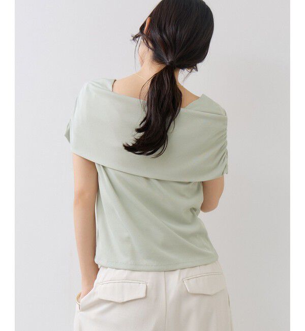 VIS「サイドギャザーオフショルダーカットソー/接触冷感」|Tシャツ・カットソー|