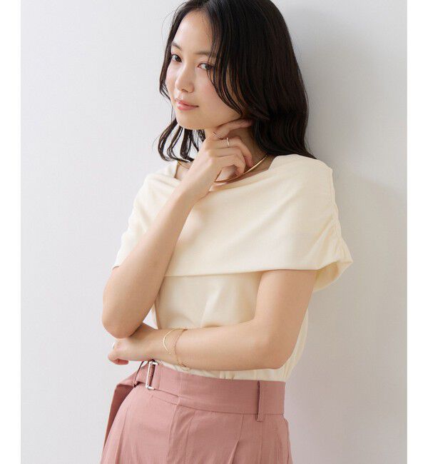 VIS「サイドギャザーオフショルダーカットソー/接触冷感」|Tシャツ・カットソー|