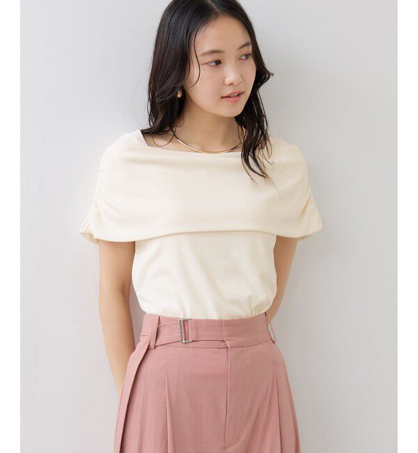 VIS「サイドギャザーオフショルダーカットソー/接触冷感」|Tシャツ・カットソー|