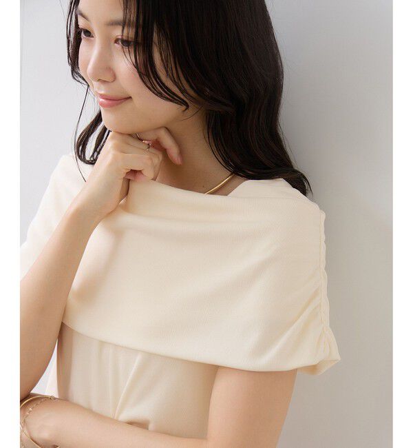 VIS「サイドギャザーオフショルダーカットソー/接触冷感」|Tシャツ・カットソー|