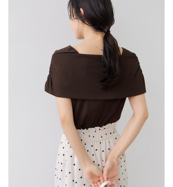 VIS「サイドギャザーオフショルダーカットソー/接触冷感」|Tシャツ・カットソー|