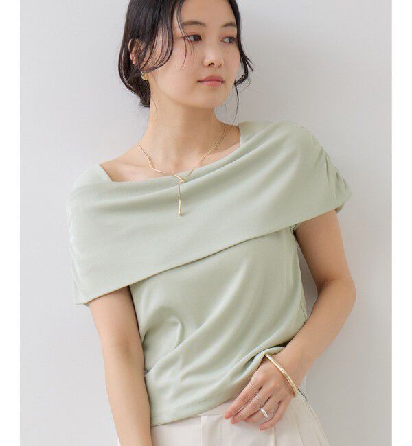 VIS「サイドギャザーオフショルダーカットソー/接触冷感」|Tシャツ・カットソー|