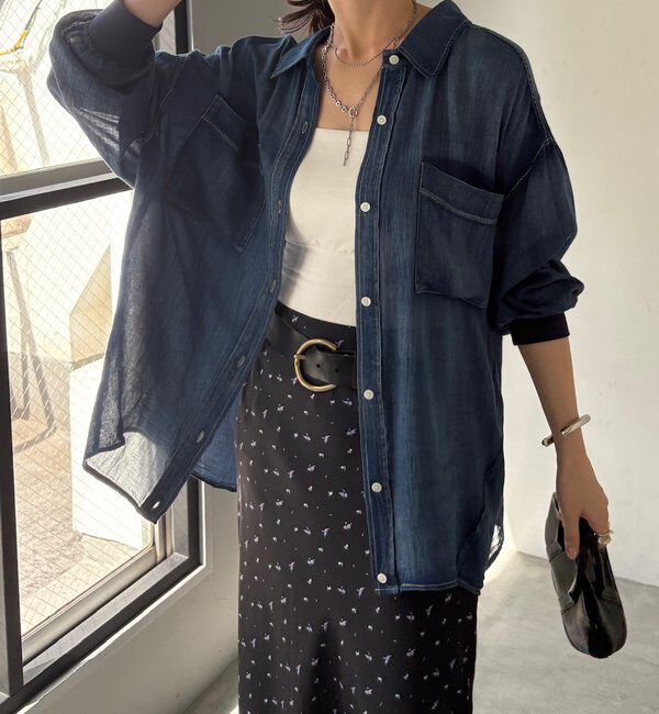  「袖リブシアーデニムシャツ」|シャツ・ブラウス|