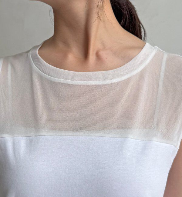  「チュール切替ロングタンク」|Tシャツ・カットソー|