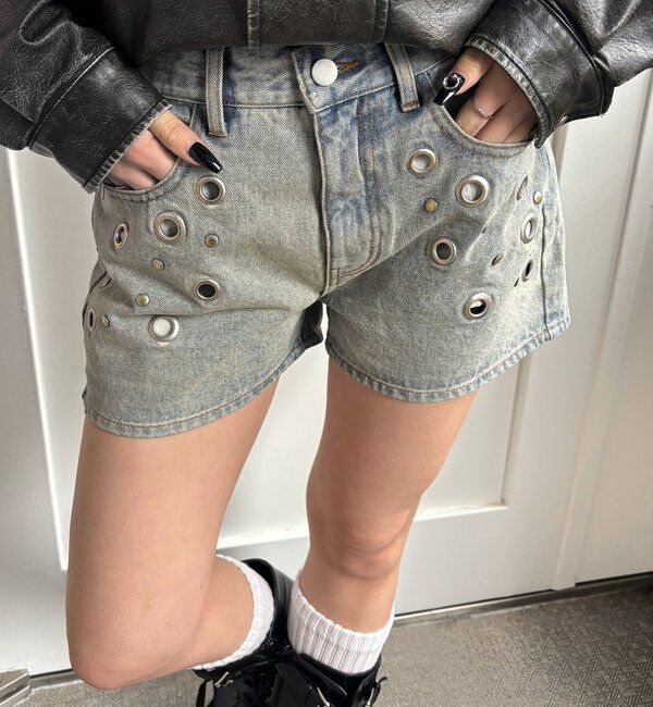 「アイレットデニムショートパンツ」|デニム|