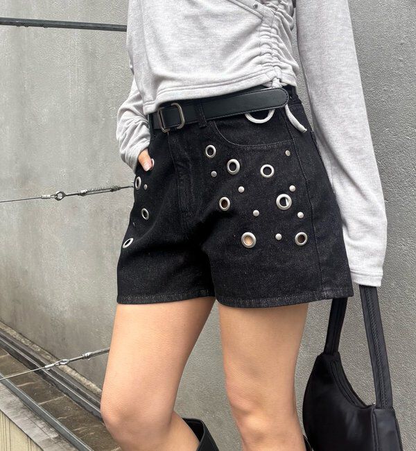  「アイレットデニムショートパンツ」|デニム|