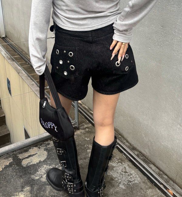  「アイレットデニムショートパンツ」|デニム|