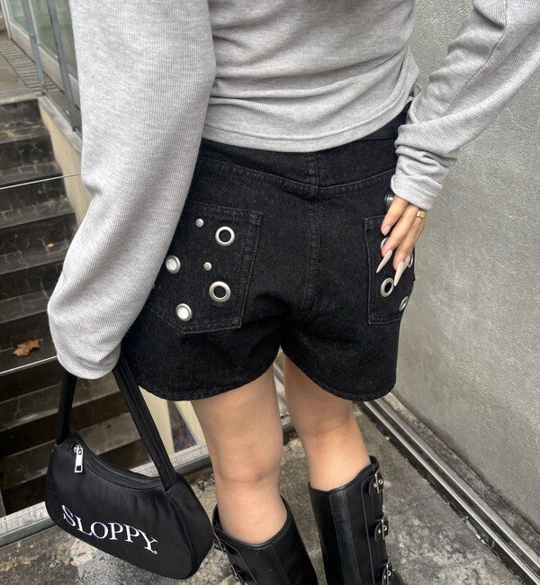  「アイレットデニムショートパンツ」|デニム|