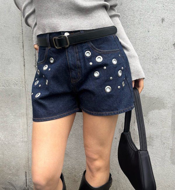  「アイレットデニムショートパンツ」|デニム|