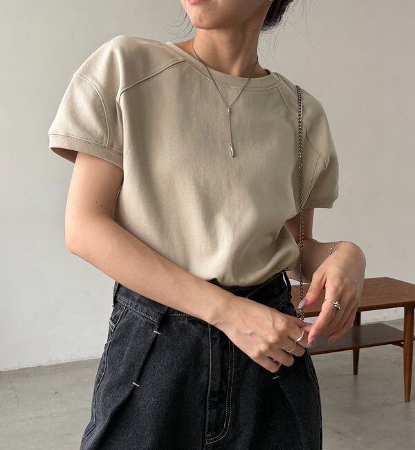  「ラウンド切替クロップT」|Tシャツ・カットソー|