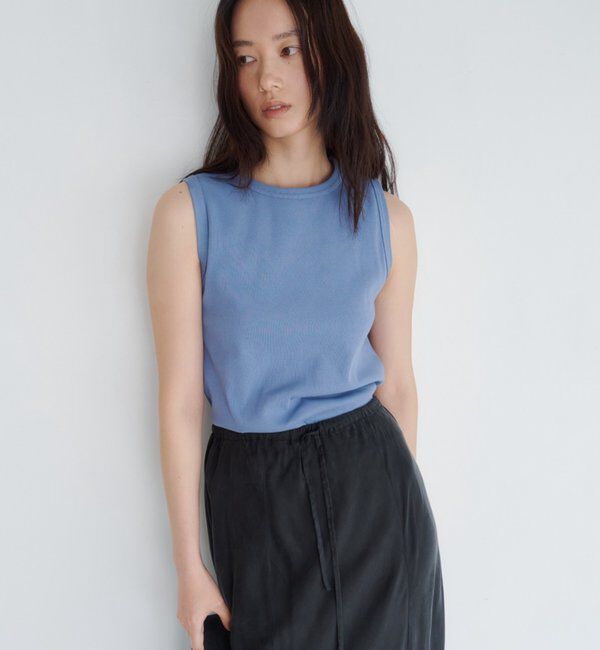  「【5色展開】リブコンパクトノースリーブ」|Tシャツ・カットソー|スカイブルー
