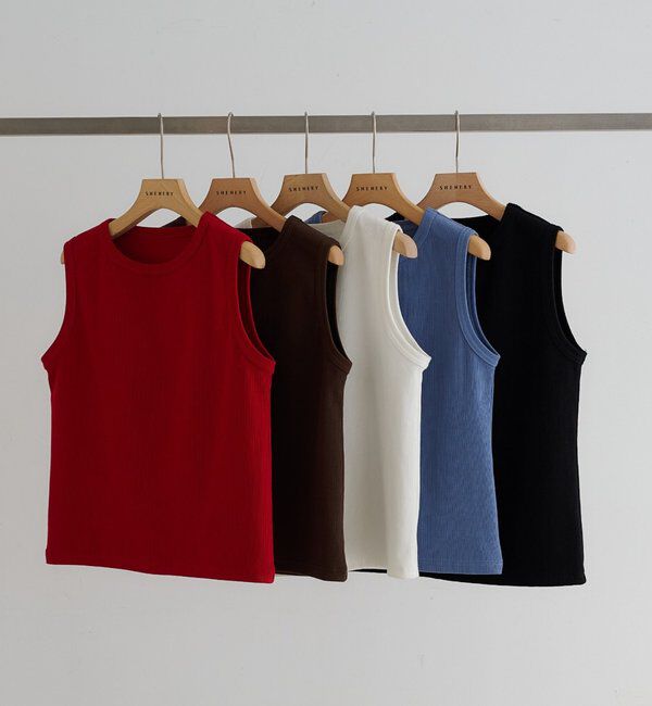  「【5色展開】リブコンパクトノースリーブ」|Tシャツ・カットソー|