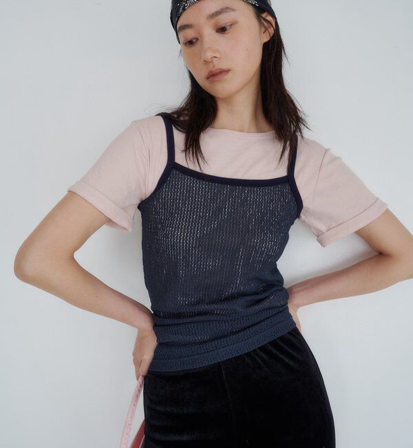  「ドライタッチT＆レースキャミSET」|Tシャツ・カットソー|