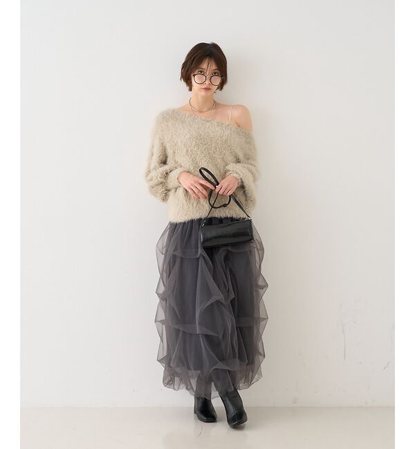 Rouge vif「【人気追加2026AW】3wayルーズラメニット/オフショルダー/ワンショルダー」|ニット・セーター|