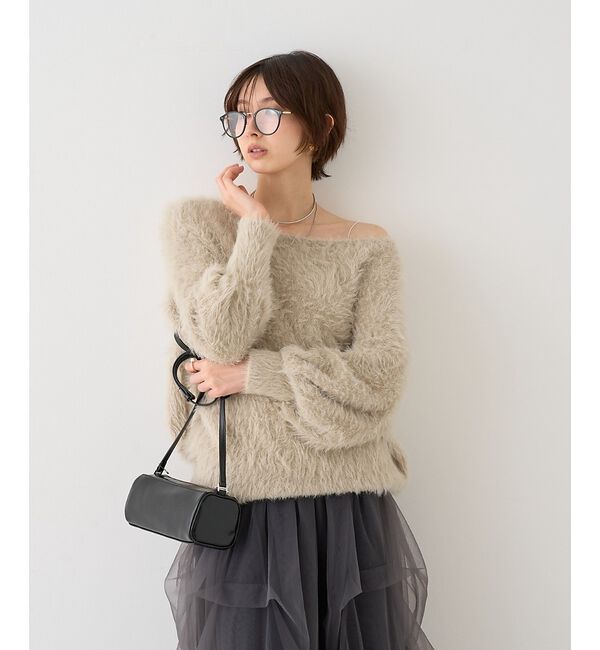 Rouge vif「【人気追加2026AW】3wayルーズラメニット/オフショルダー/ワンショルダー」|ニット・セーター|