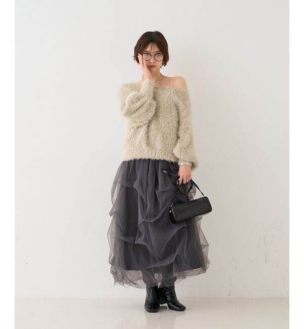 Rouge vif「【人気追加2026AW】3wayルーズラメニット/オフショルダー/ワンショルダー」|ニット・セーター|