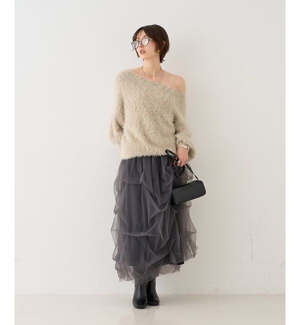 Rouge vif「【人気追加2026AW】3wayルーズラメニット/オフショルダー/ワンショルダー」|ニット・セーター|