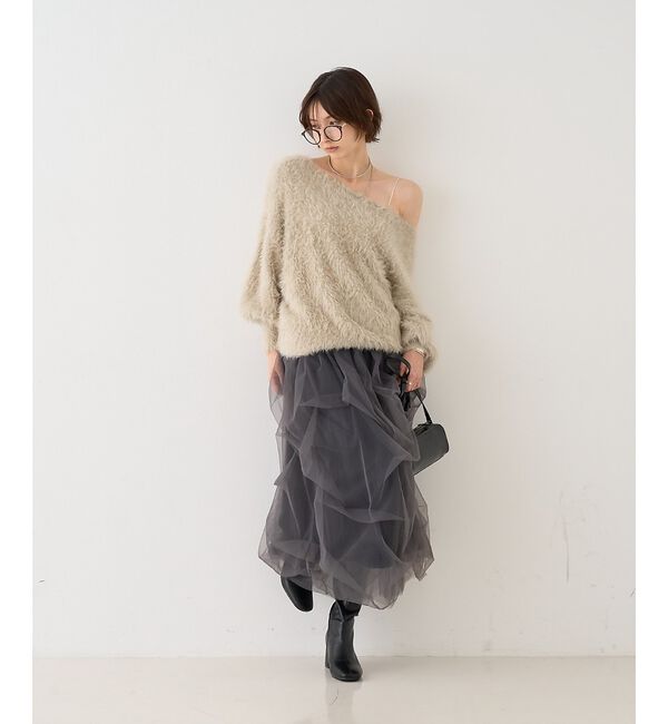 Rouge vif「【人気追加2026AW】3wayルーズラメニット/オフショルダー/ワンショルダー」|ニット・セーター|