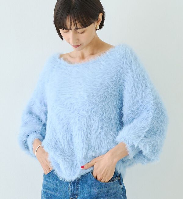 Rouge vif「【人気追加2026AW】3wayルーズラメニット/オフショルダー/ワンショルダー」|ニット・セーター|サックスブルー