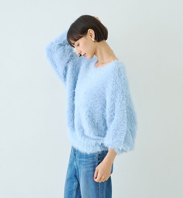 Rouge vif「【人気追加2026AW】3wayルーズラメニット/オフショルダー/ワンショルダー」|ニット・セーター|