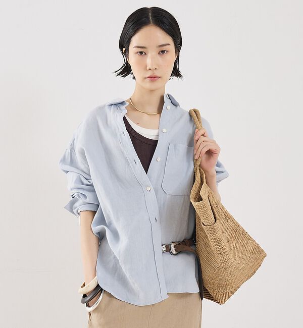 The Store by C' 「【COCUCA】リネンシャツ」|シャツ・ブラウス|サックスブルー
