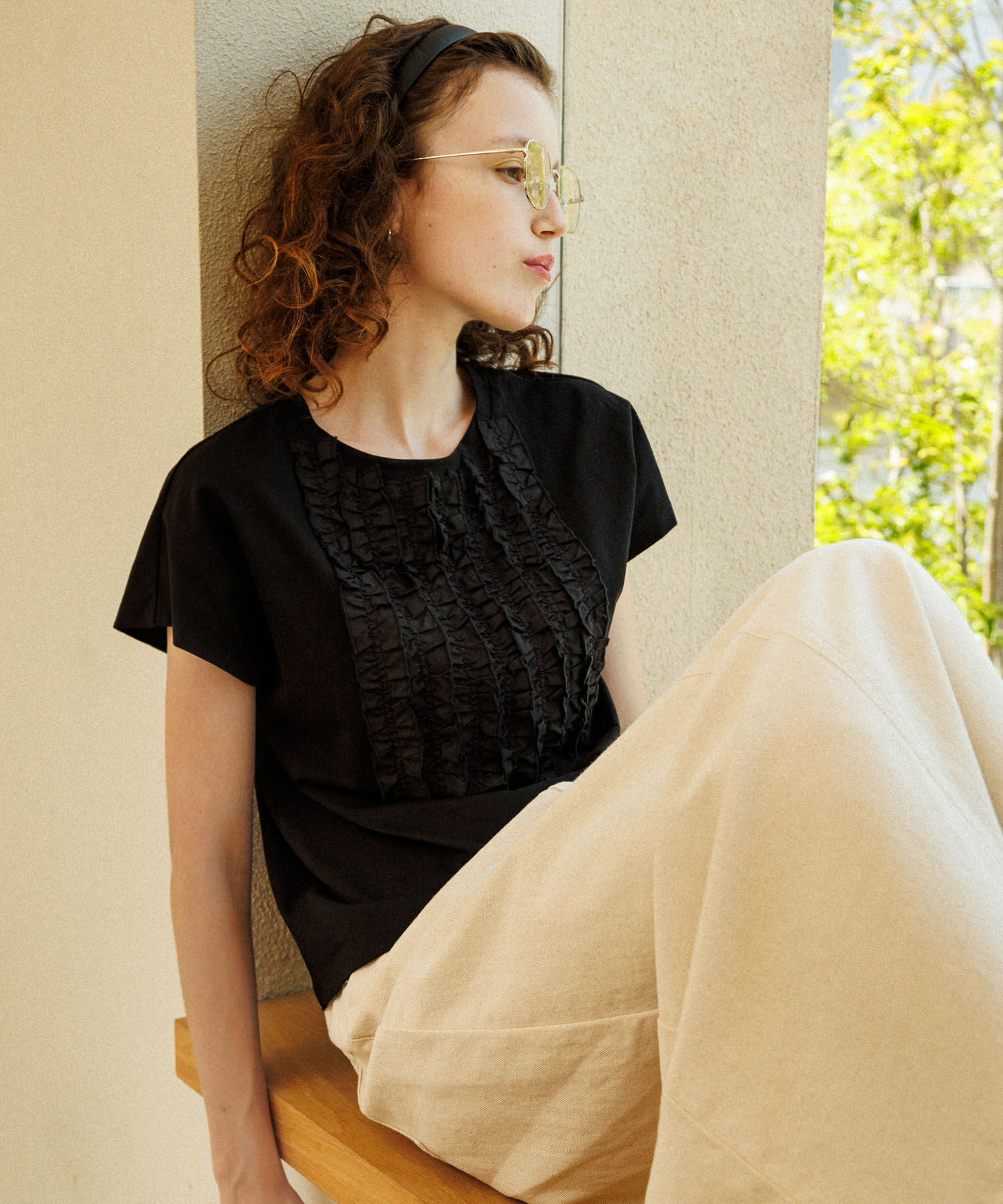 Sonny Label 「フロントフリルプルオーバー」|Tシャツ・カットソー|ブラック