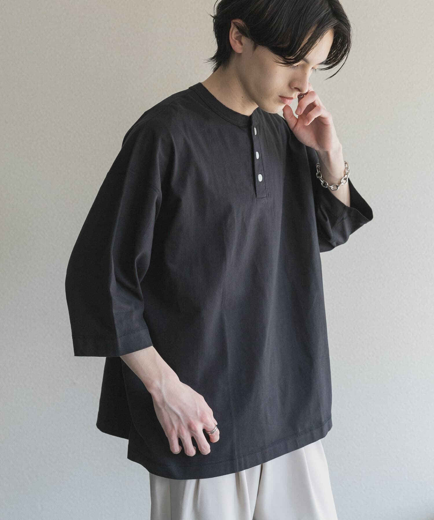 SENSE OF PLACE by URBAN RESEARCH「『別注』Healthknit&times;SENSE OF PLACE　ヘンリーネックTシャツ」|Tシャツ・カットソー|