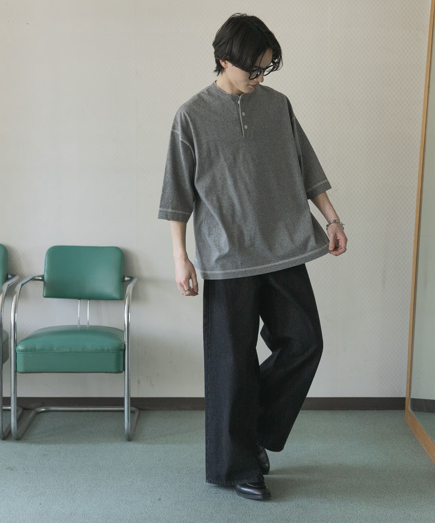 SENSE OF PLACE by URBAN RESEARCH「『別注』Healthknit&times;SENSE OF PLACE　ヘンリーネックTシャツ」|Tシャツ・カットソー|