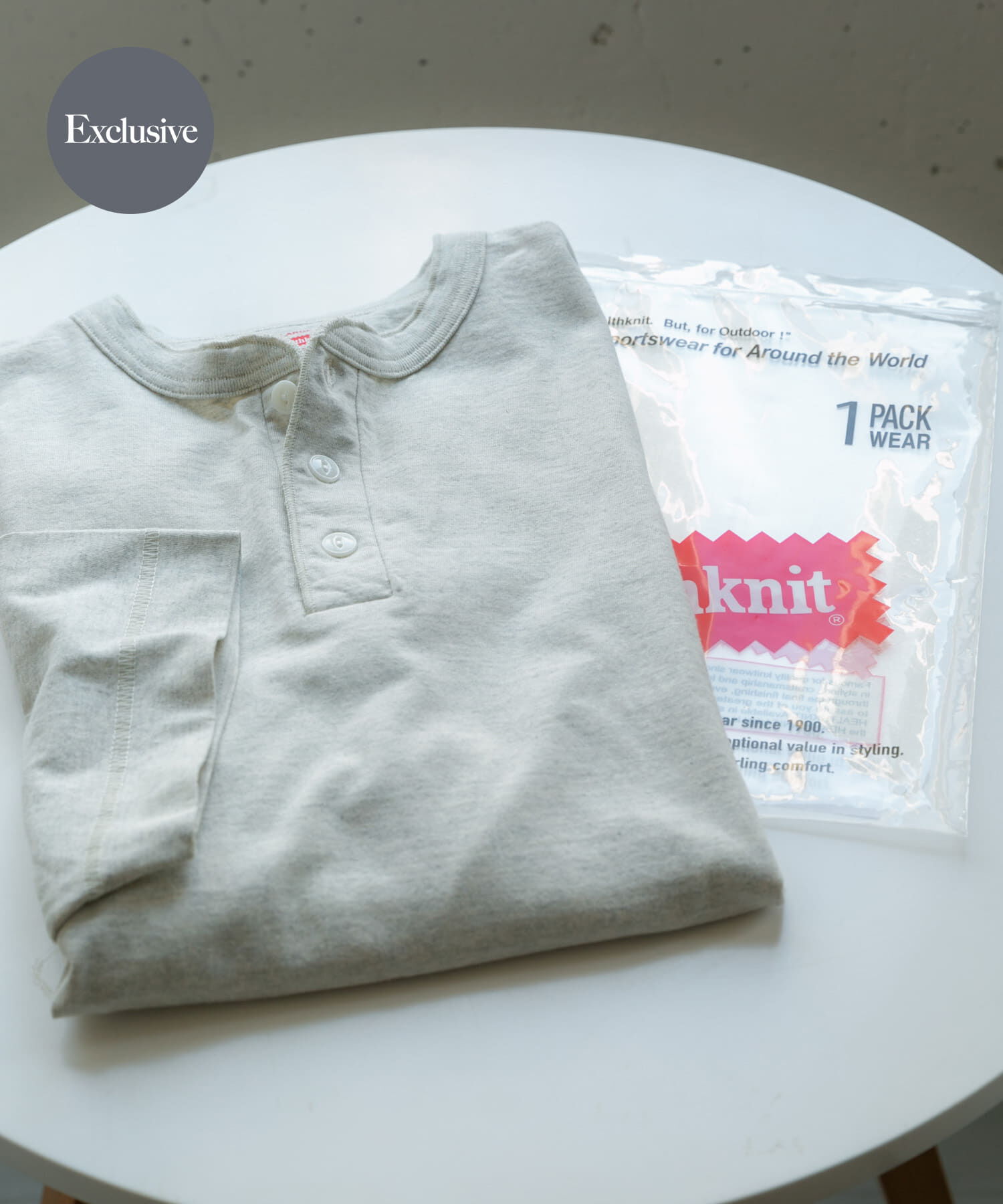 SENSE OF PLACE by URBAN RESEARCH「『別注』Healthknit&times;SENSE OF PLACE　ヘンリーネックTシャツ」|Tシャツ・カットソー|オートミール