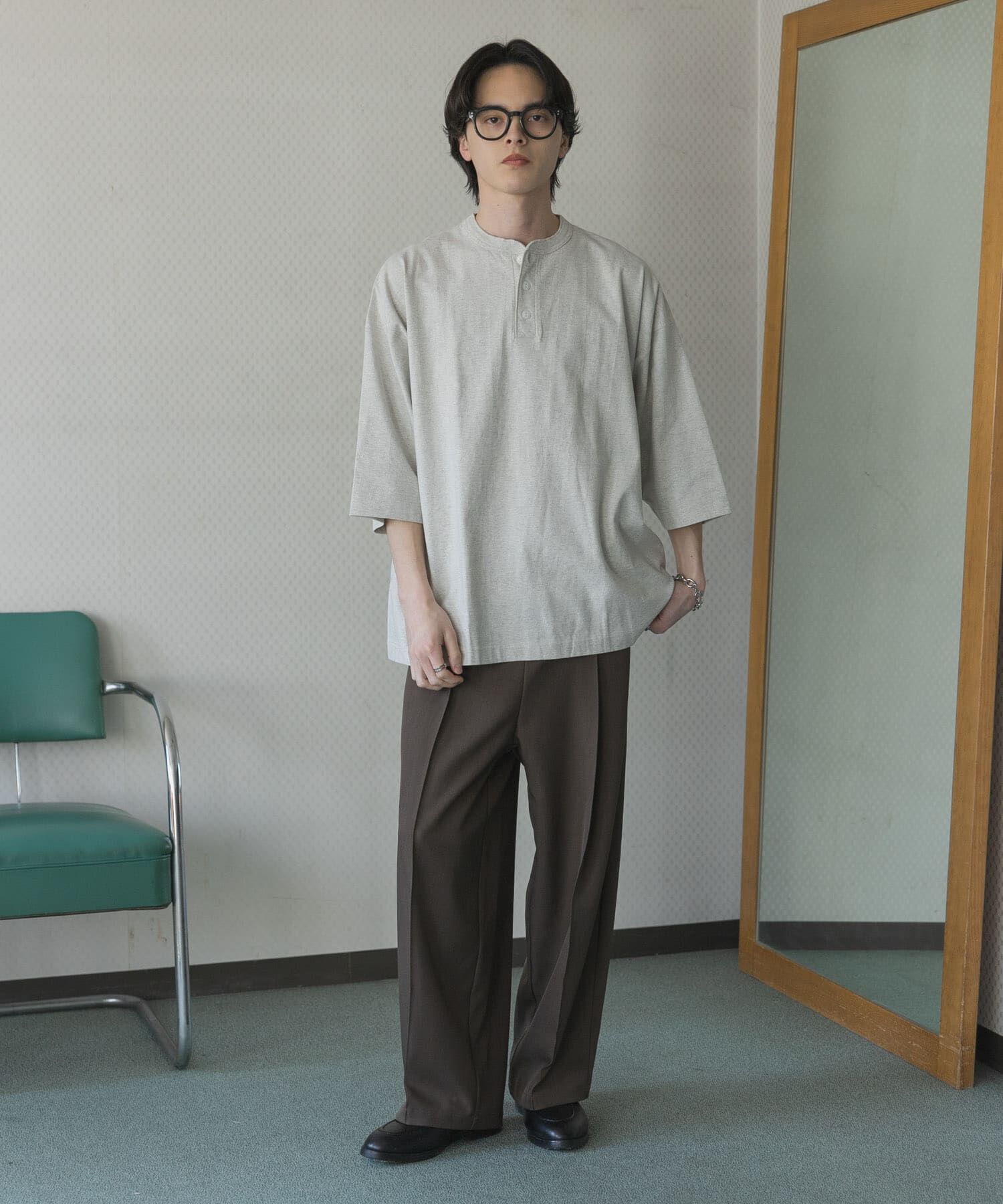 SENSE OF PLACE by URBAN RESEARCH「『別注』Healthknit&times;SENSE OF PLACE　ヘンリーネックTシャツ」|Tシャツ・カットソー|