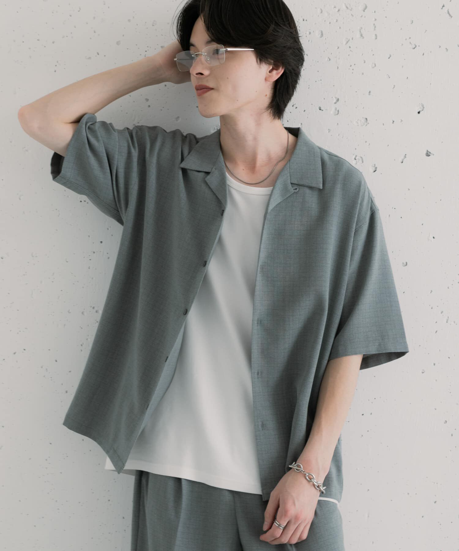 SENSE OF PLACE by URBAN RESEARCH「リネンライクマイクロチェックオープンカラーシャツ」|シャツ・ブラウス|